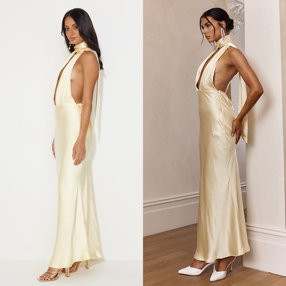 *RESTOCKED* The Andy Yellow Satin Maxi Dress - Picture 5 of 11